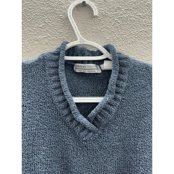 Carolyn Taylor Womens Sweater Size Small Blue Fuzzy Long Sleeve V-Neck - Picture 3 of 11